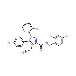 N#CCc1c(C(=O)NCc2ccc(Cl)cc2Cl)nn(-c2ccccc2Cl)c1-c1ccc(Cl)cc1 ZINC000049745645