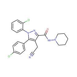 N#CCc1c(C(=O)NN2CCCCC2)nn(-c2ccccc2Cl)c1-c1ccc(Cl)cc1 ZINC000045356676