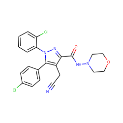 N#CCc1c(C(=O)NN2CCOCC2)nn(-c2ccccc2Cl)c1-c1ccc(Cl)cc1 ZINC000045385231