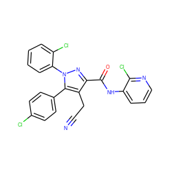 N#CCc1c(C(=O)Nc2cccnc2Cl)nn(-c2ccccc2Cl)c1-c1ccc(Cl)cc1 ZINC000045369990