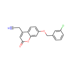 N#CCc1cc(=O)oc2cc(OCc3cccc(Cl)c3)ccc12 ZINC000045290711