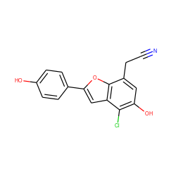 N#CCc1cc(O)c(Cl)c2cc(-c3ccc(O)cc3)oc12 ZINC000028388341