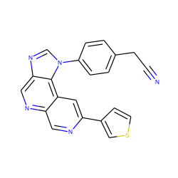 N#CCc1ccc(-n2cnc3cnc4cnc(-c5ccsc5)cc4c32)cc1 ZINC001772629556