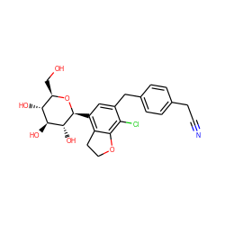 N#CCc1ccc(Cc2cc([C@@H]3O[C@H](CO)[C@@H](O)[C@H](O)[C@H]3O)c3c(c2Cl)OCC3)cc1 ZINC000206067295