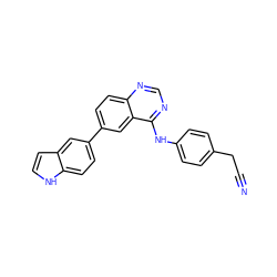 N#CCc1ccc(Nc2ncnc3ccc(-c4ccc5[nH]ccc5c4)cc23)cc1 ZINC001772585684