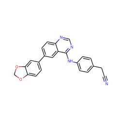 N#CCc1ccc(Nc2ncnc3ccc(-c4ccc5c(c4)OCO5)cc23)cc1 ZINC001772654273