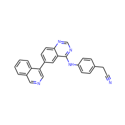 N#CCc1ccc(Nc2ncnc3ccc(-c4cncc5ccccc45)cc23)cc1 ZINC001772642283