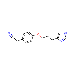 N#CCc1ccc(OCCCc2c[nH]cn2)cc1 ZINC000013813093