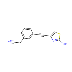 N#CCc1cccc(C#Cc2csc(N)n2)c1 ZINC000066104350