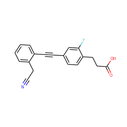 N#CCc1ccccc1C#Cc1ccc(CCC(=O)O)c(F)c1 ZINC000095930190