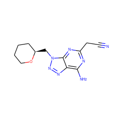 N#CCc1nc(N)c2nnn(C[C@@H]3CCCCO3)c2n1 ZINC000084707508