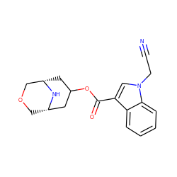 N#CCn1cc(C(=O)OC2C[C@H]3COC[C@@H](C2)N3)c2ccccc21 ZINC001772657912