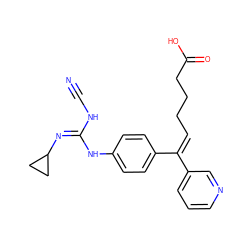 N#CN/C(=N/C1CC1)Nc1ccc(/C(=C\CCCC(=O)O)c2cccnc2)cc1 ZINC000013796571