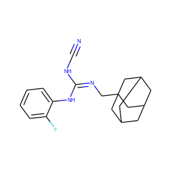 N#CN/C(=N/CC12CC3CC(CC(C3)C1)C2)Nc1ccccc1F ZINC001772577030