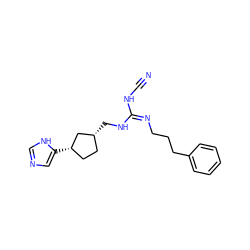 N#CN/C(=N/CCCc1ccccc1)NC[C@@H]1CC[C@H](c2cnc[nH]2)C1 ZINC000653916358