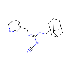 N#CN/C(=N/Cc1cccnc1)NCC12CC3CC(CC(C3)C1)C2 ZINC001772638125