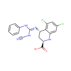 N#CN/C(=N\[C@H]1C[C@H](C(=O)O)Nc2cc(Cl)cc(Cl)c21)Nc1ccccc1 ZINC000013455335