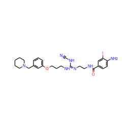 N#CN/C(=N\CCNC(=O)c1ccc(N)c(I)c1)NCCCOc1cccc(CN2CCCCC2)c1 ZINC000026376598