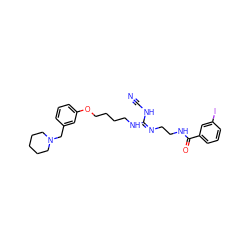 N#CN/C(=N\CCNC(=O)c1cccc(I)c1)NCCCCOc1cccc(CN2CCCCC2)c1 ZINC000026294086