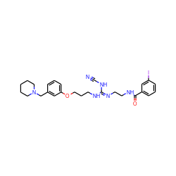 N#CN/C(=N\CCNC(=O)c1cccc(I)c1)NCCCOc1cccc(CN2CCCCC2)c1 ZINC000026375682