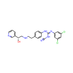 N#CN/C(=N\c1cc(Cl)cc(Cl)c1)Nc1ccc(CCNC[C@H](O)c2cccnc2)cc1 ZINC000027211040