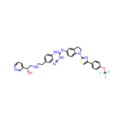 N#CN/C(=N\c1ccc2c(c1)CCN2c1nc(-c2ccc(OC(F)(F)F)cc2)cs1)Nc1ccc(CCNC[C@H](O)c2cccnc2)cc1 ZINC000027213762