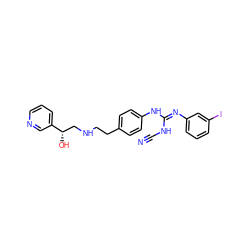 N#CN/C(=N\c1cccc(I)c1)Nc1ccc(CCNC[C@H](O)c2cccnc2)cc1 ZINC000027210707