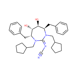 N#CN=C1N(CC2CCCC2)[C@H](Cc2ccccc2)[C@H](O)[C@@H](O)[C@@H](Cc2ccccc2)N1CC1CCCC1 ZINC000014943472