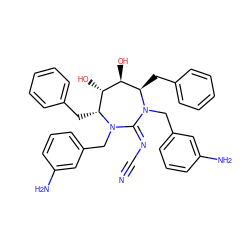 N#CN=C1N(Cc2cccc(N)c2)[C@H](Cc2ccccc2)[C@H](O)[C@@H](O)[C@@H](Cc2ccccc2)N1Cc1cccc(N)c1 ZINC000014943477