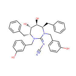 N#CN=C1N(Cc2cccc(O)c2)[C@H](Cc2ccccc2)[C@H](O)[C@@H](O)[C@@H](Cc2ccccc2)N1Cc1cccc(O)c1 ZINC000014943481