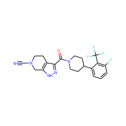 N#CN1CCc2c(C(=O)N3CCC(c4cccc(F)c4C(F)(F)F)CC3)n[nH]c2C1 ZINC001772601814