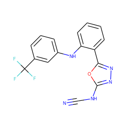 N#CNc1nnc(-c2ccccc2Nc2cccc(C(F)(F)F)c2)o1 ZINC000000013298