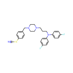 N#CSc1ccc(CN2CCN(CCCN(c3ccc(F)cc3)c3ccc(F)cc3)CC2)cc1 ZINC000028636905