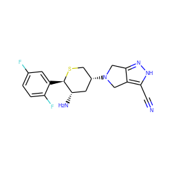 N#Cc1[nH]nc2c1CN([C@H]1CS[C@H](c3cc(F)ccc3F)[C@@H](N)C1)C2 ZINC000072317937