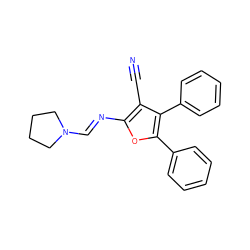 N#Cc1c(/N=C/N2CCCC2)oc(-c2ccccc2)c1-c1ccccc1 ZINC000100511955