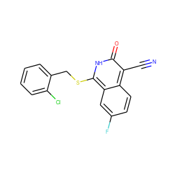 N#Cc1c(=O)[nH]c(SCc2ccccc2Cl)c2cc(F)ccc12 ZINC000073141021