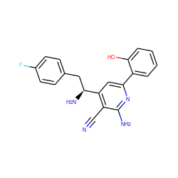 N#Cc1c([C@@H](N)Cc2ccc(F)cc2)cc(-c2ccccc2O)nc1N ZINC000028355682