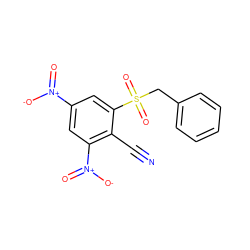 N#Cc1c([N+](=O)[O-])cc([N+](=O)[O-])cc1S(=O)(=O)Cc1ccccc1 ZINC000003669523