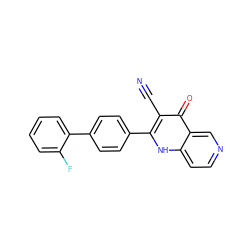 N#Cc1c(-c2ccc(-c3ccccc3F)cc2)[nH]c2ccncc2c1=O ZINC000073312684