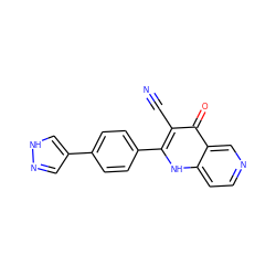 N#Cc1c(-c2ccc(-c3cn[nH]c3)cc2)[nH]c2ccncc2c1=O ZINC000073313473