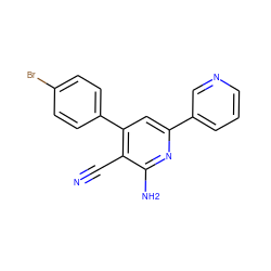 N#Cc1c(-c2ccc(Br)cc2)cc(-c2cccnc2)nc1N ZINC000020289507