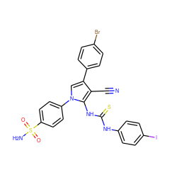 N#Cc1c(-c2ccc(Br)cc2)cn(-c2ccc(S(N)(=O)=O)cc2)c1NC(=S)Nc1ccc(I)cc1 ZINC000299839864