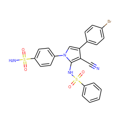 N#Cc1c(-c2ccc(Br)cc2)cn(-c2ccc(S(N)(=O)=O)cc2)c1NS(=O)(=O)c1ccccc1 ZINC000299833744