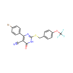 N#Cc1c(-c2ccc(Br)cc2)nc(SCc2ccc(OC(F)(F)F)cc2)[nH]c1=O ZINC000103223333