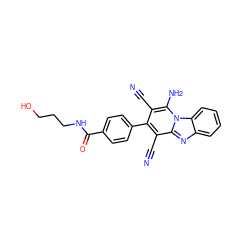 N#Cc1c(-c2ccc(C(=O)NCCCO)cc2)c(C#N)c2nc3ccccc3n2c1N ZINC000072175154