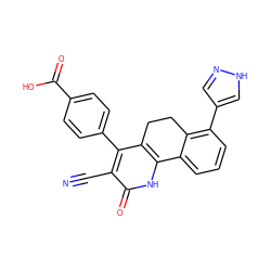 N#Cc1c(-c2ccc(C(=O)O)cc2)c2c([nH]c1=O)-c1cccc(-c3cn[nH]c3)c1CC2 ZINC000230584066