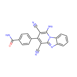 N#Cc1c(-c2ccc(C(N)=O)cc2)c(C#N)c2nc3ccccc3n2c1N ZINC000072170864