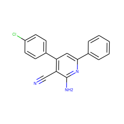 N#Cc1c(-c2ccc(Cl)cc2)cc(-c2ccccc2)nc1N ZINC000020389414