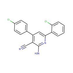 N#Cc1c(-c2ccc(Cl)cc2)cc(-c2ccccc2Cl)nc1N ZINC000020389401