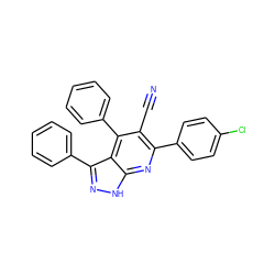 N#Cc1c(-c2ccc(Cl)cc2)nc2[nH]nc(-c3ccccc3)c2c1-c1ccccc1 ZINC001772585138